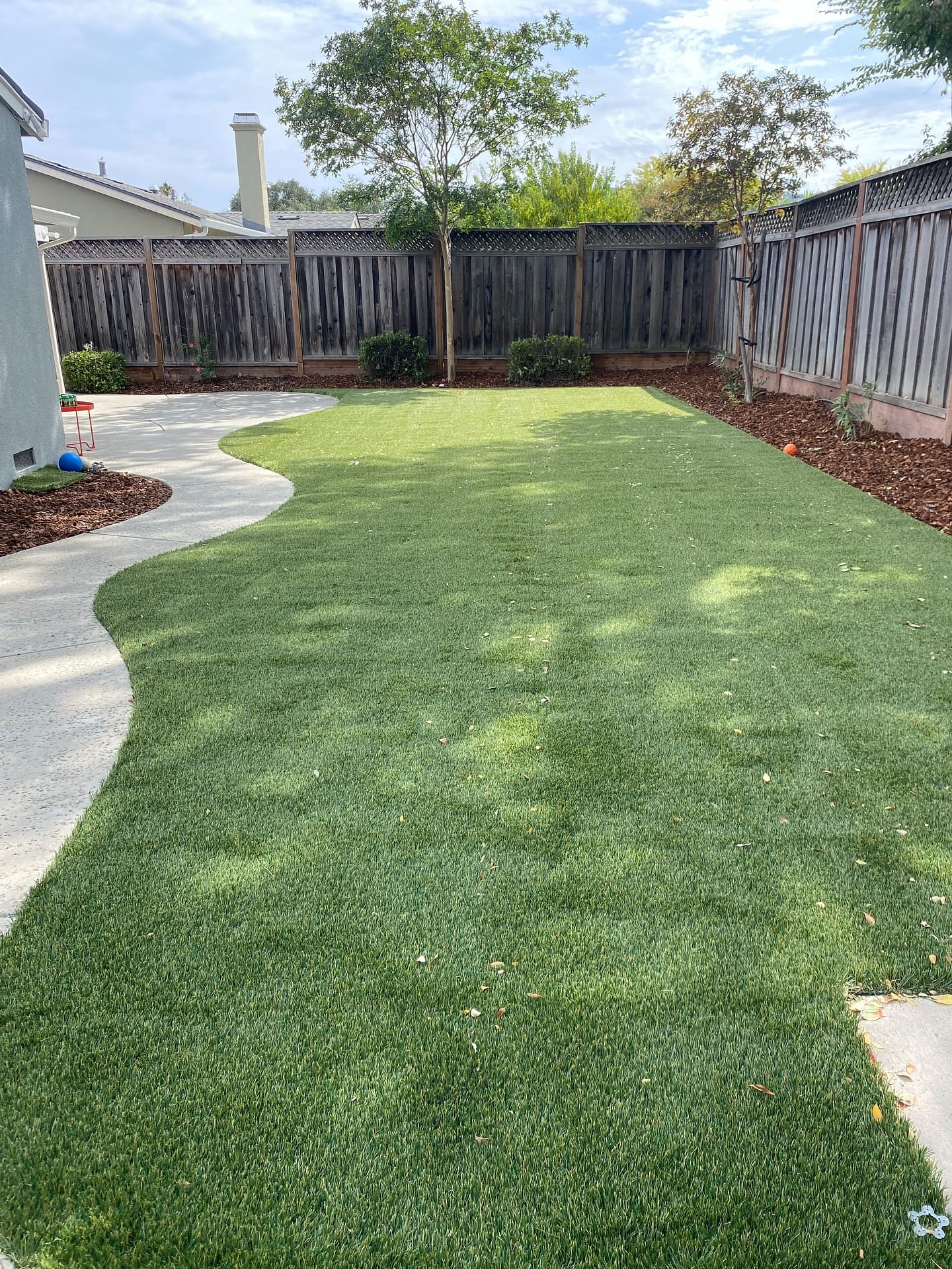 Artificial turf backyard transformation
