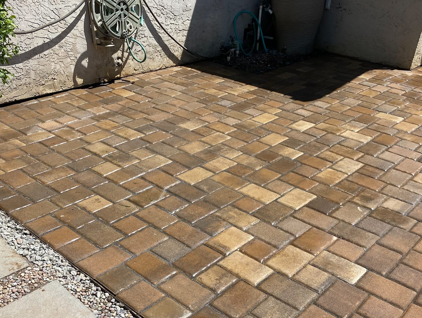 Custom paver patio corner design