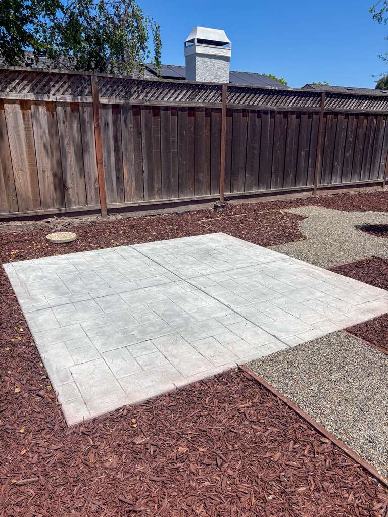 Stamped and colored concrete pad